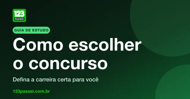Capa do guia Como escolher concurso e carreira pública, com o logo da 123 Passei sobre fundo verde