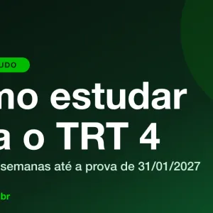 Capa do guia Como estudar para o TRT 4: plano de 14 semanas, com o logo da 123 Passei sobre fundo verde