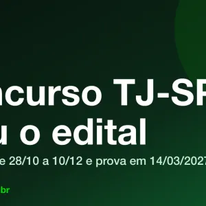 Capa da notícia Concurso TJ-SP: saiu o edital, com o logo da 123 Passei sobre fundo verde