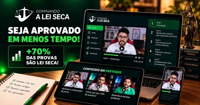 Dominando a Lei Seca: seja aprovado em menos tempo. Curso em vídeo com aulas sobre os pontos mais importantes da lei seca, prazos e termos jurídicos, em notebook, tablet e celular