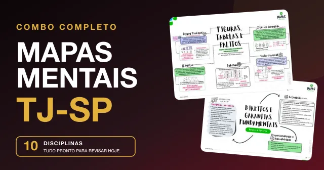 Mapas Mentais TJ-SP, combo completo de 10 disciplinas em PDF para o concurso de Escrevente do TJ-SP, com mapas mentais de Português, Direito Penal e Direito Constitucional