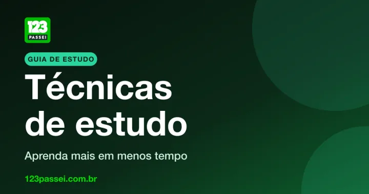 Capa do guia Técnicas de estudo para concursos, com o logo da 123 Passei sobre fundo verde